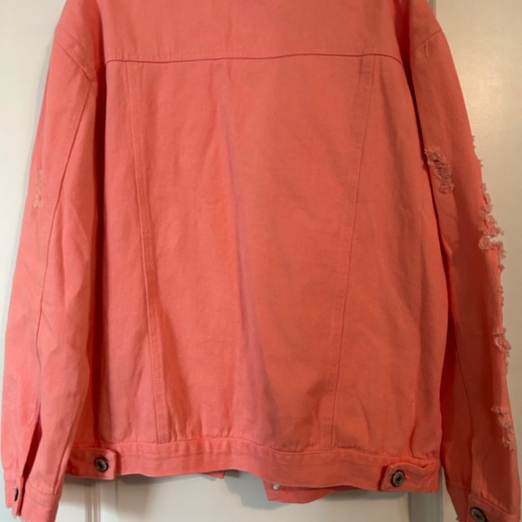 071 Distressed Pink Jean Jacket - Picture 7 of 12